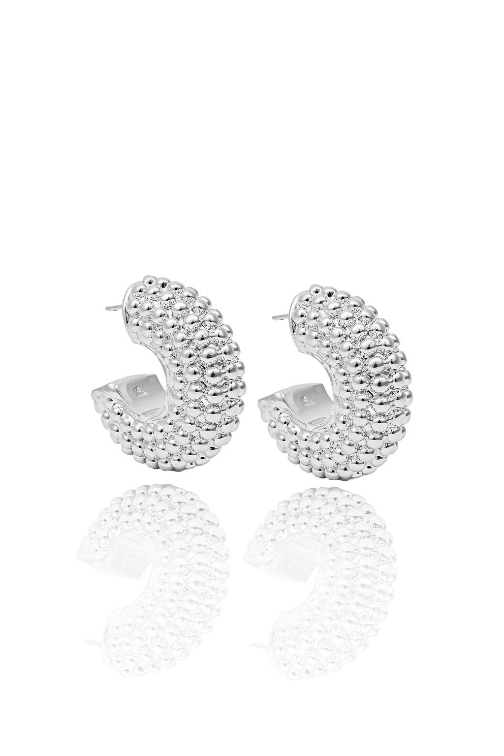 "Silver chunky beaded hoop earrings for women — statement jewelry"