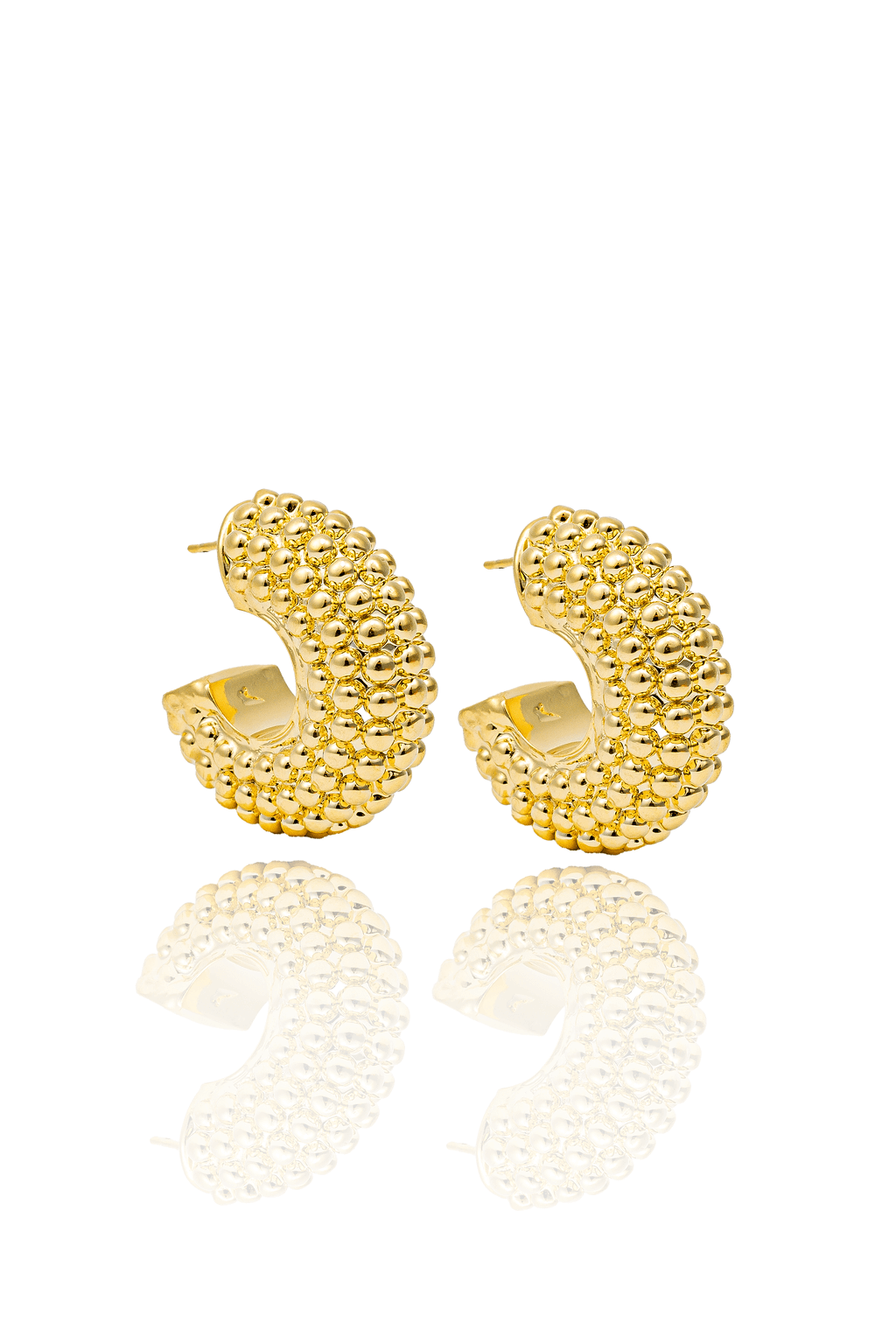 Fernanda Chunky Beaded Hoop Earrings Silver