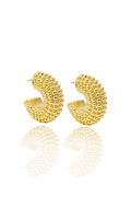 Fernanda Chunky Beaded Hoop Earrings Silver